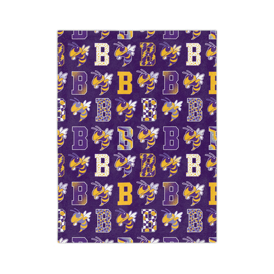 Bay Yellowjackets Patterned Logo Minky Blanket