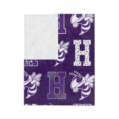 Holcomb Hornets Patterned Logo Minky Blanket