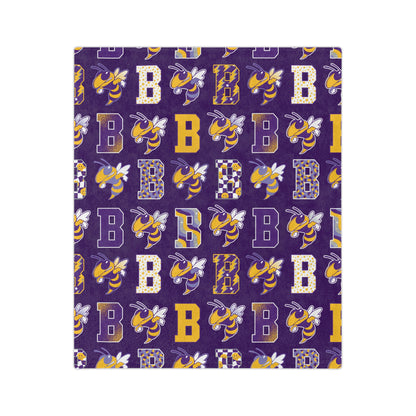 Bay Yellowjackets Patterned Logo Minky Blanket