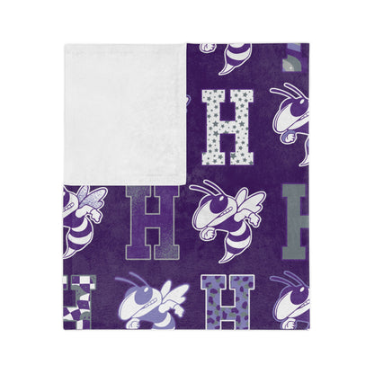 Holcomb Hornets Patterned Logo Minky Blanket