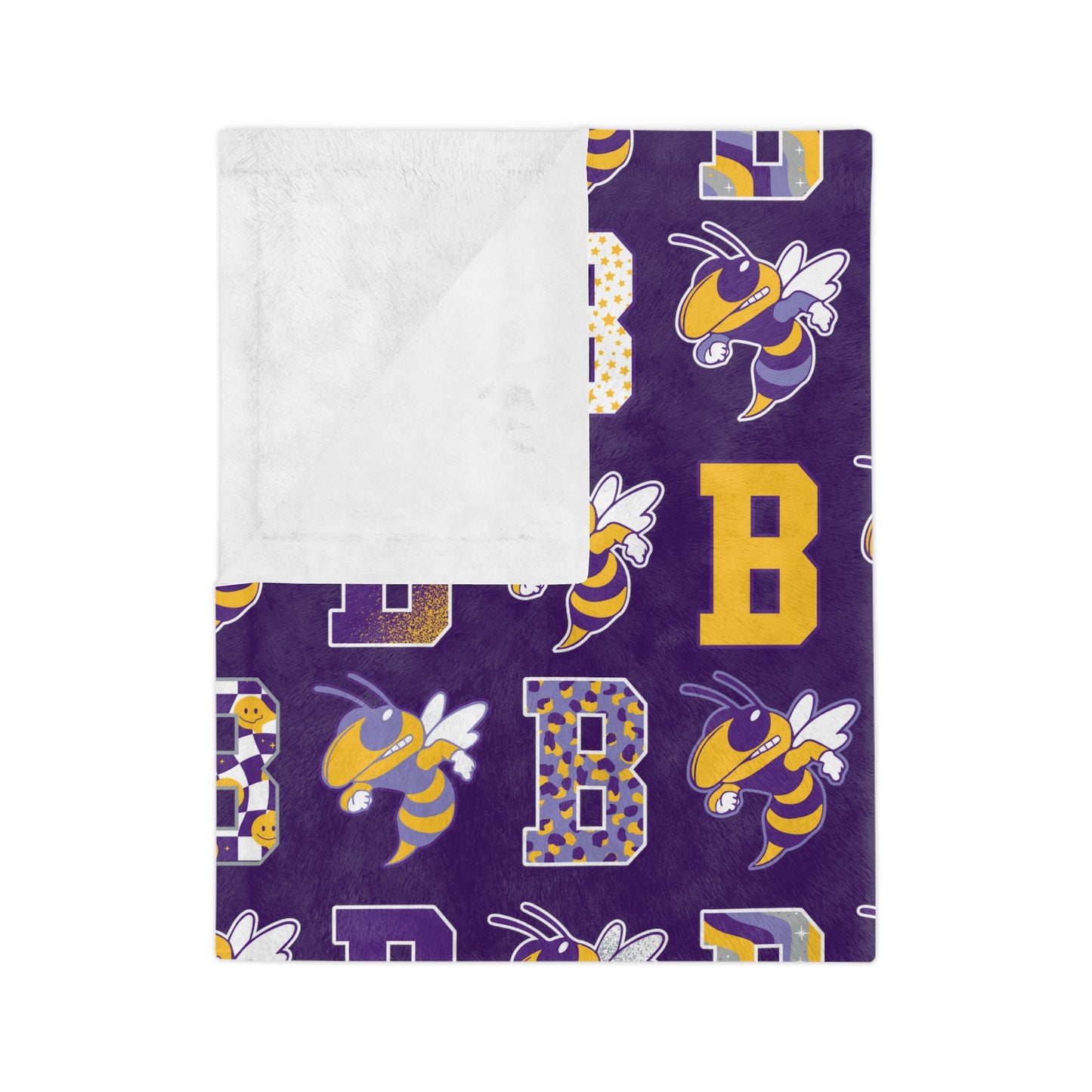 Bay Yellowjackets Patterned Logo Minky Blanket