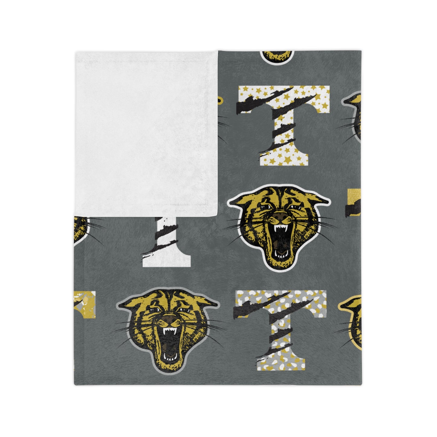 Trumann Wildcats Patterned Logo Minky Blanket