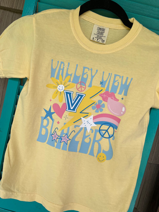 Valley View Blazers Groovy Graphic Tee - Butter Comfort Colors