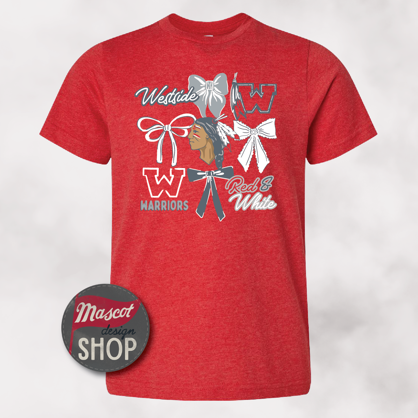 Westside Warriors Coquette Bows T-shirt - Vintage Red