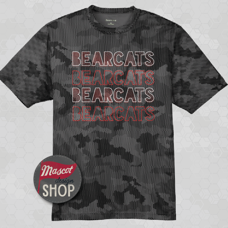 Bearcats Mascot Dot Moisture Wicking Shirt - Grey Camohex