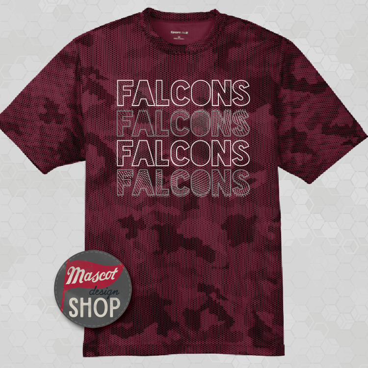 Falcons Mascot Dot Moisture Wicking Shirt - Maroon Camohex