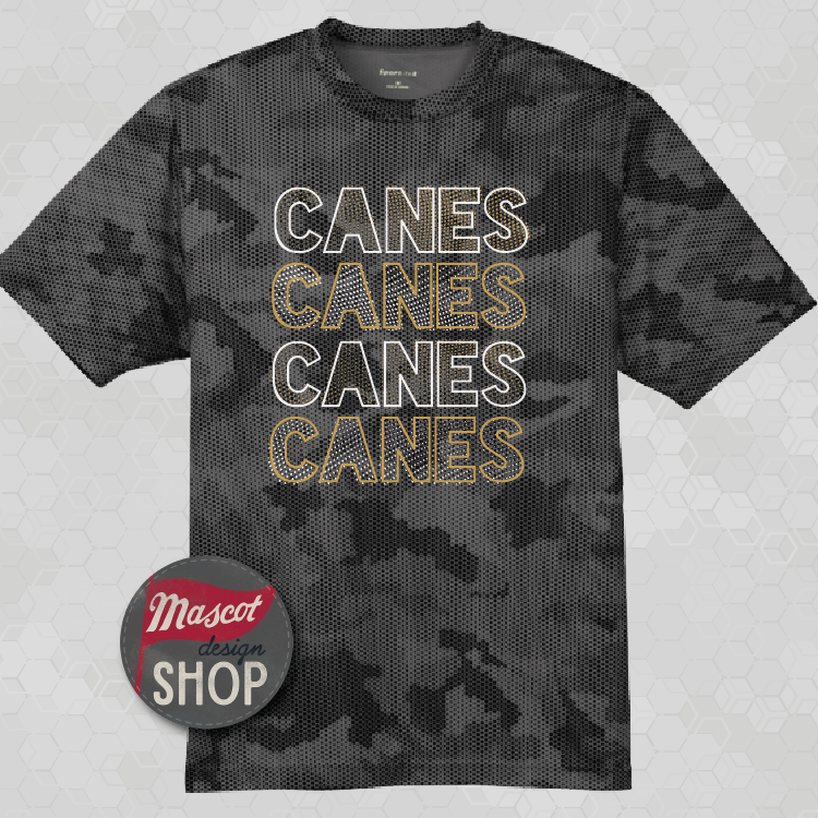 Canes Mascot Dot Moisture Wicking Shirt - Grey Camohex