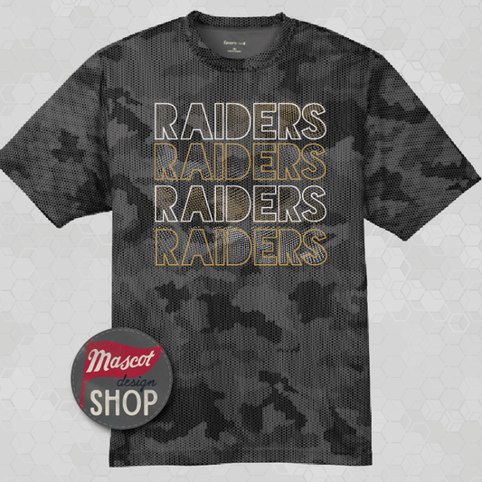 Raiders Mascot Dot Moisture Wicking Shirt - Grey Camohex